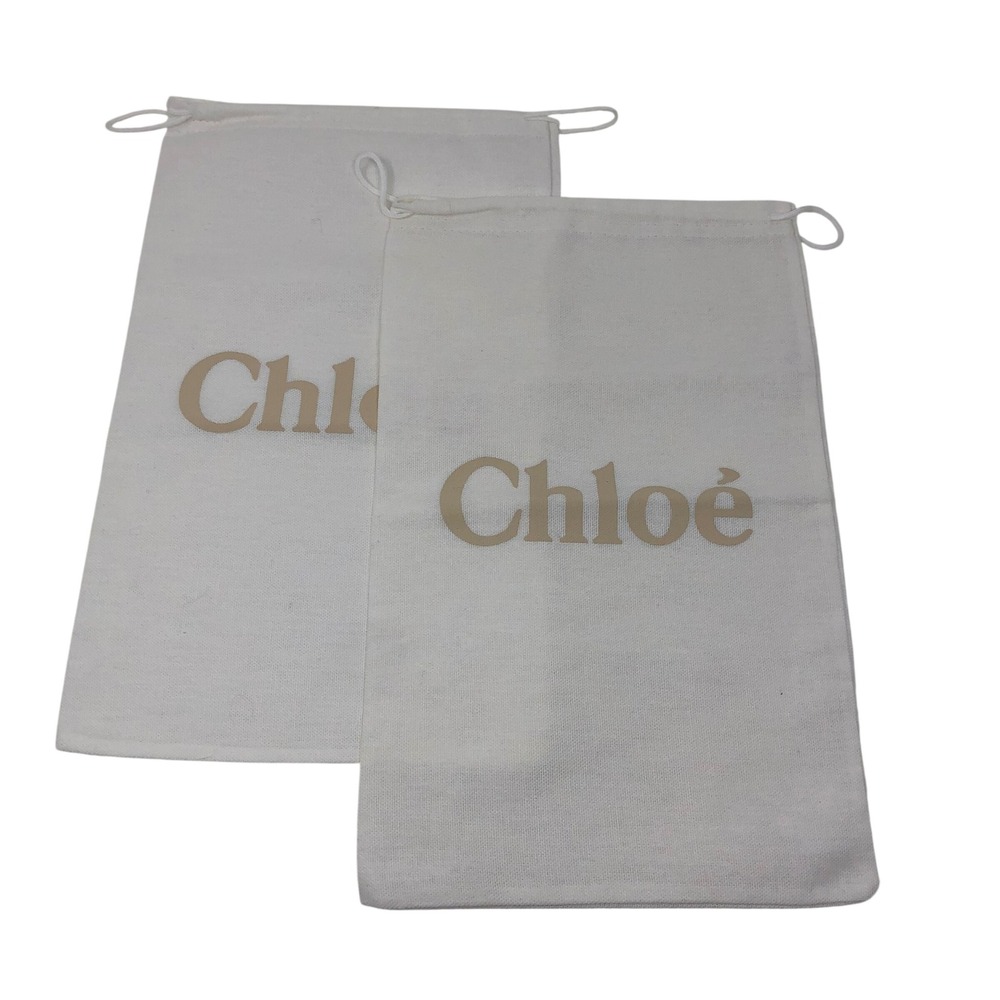 Chloe Dust Bag Set White Logo Drawstring Canvas Storage